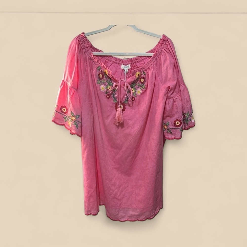 Umgee NWT pink embroidered tunic mini dress